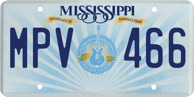 MS license plate MPV466