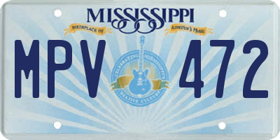 MS license plate MPV472