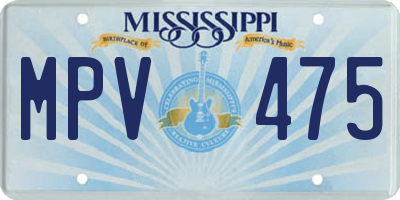 MS license plate MPV475