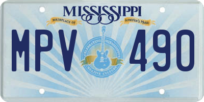 MS license plate MPV490