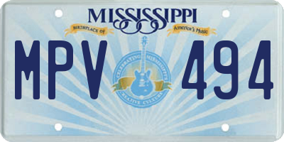 MS license plate MPV494