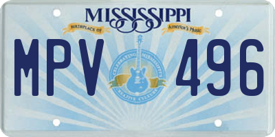 MS license plate MPV496