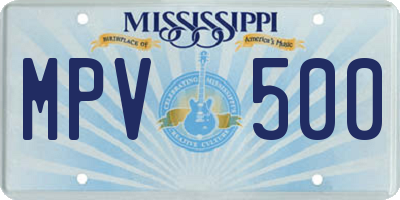 MS license plate MPV500