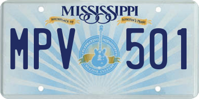 MS license plate MPV501