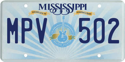MS license plate MPV502