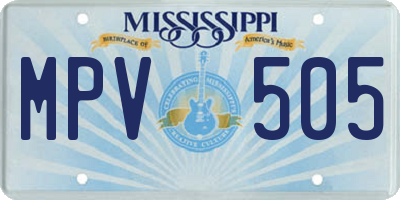 MS license plate MPV505