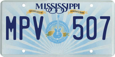 MS license plate MPV507