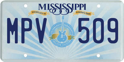 MS license plate MPV509