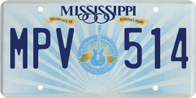 MS license plate MPV514