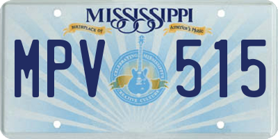 MS license plate MPV515