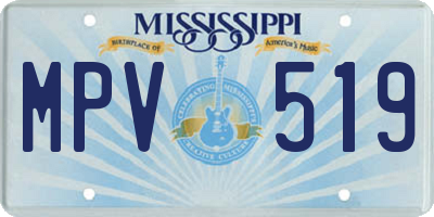 MS license plate MPV519