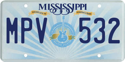 MS license plate MPV532