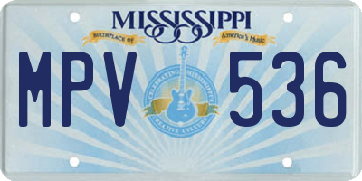 MS license plate MPV536