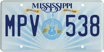 MS license plate MPV538