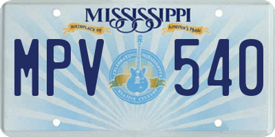 MS license plate MPV540
