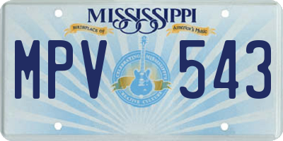 MS license plate MPV543