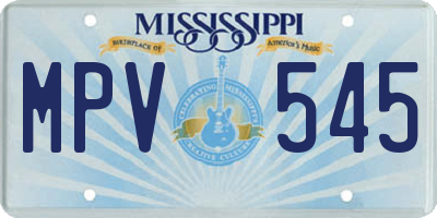 MS license plate MPV545