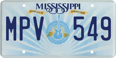 MS license plate MPV549