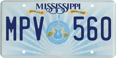 MS license plate MPV560