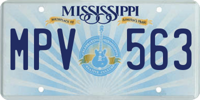 MS license plate MPV563