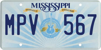 MS license plate MPV567
