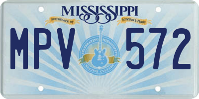 MS license plate MPV572