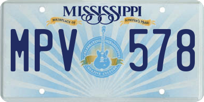 MS license plate MPV578