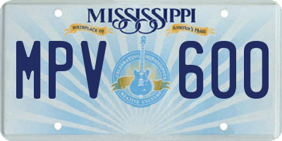 MS license plate MPV600