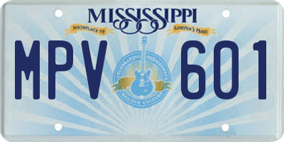 MS license plate MPV601
