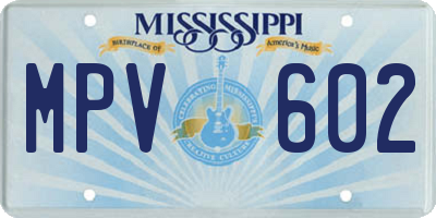 MS license plate MPV602