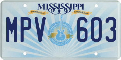 MS license plate MPV603