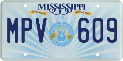 MS license plate MPV609