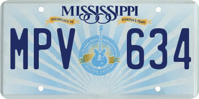 MS license plate MPV634