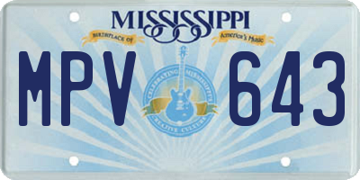 MS license plate MPV643
