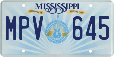 MS license plate MPV645