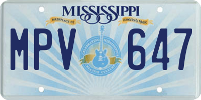 MS license plate MPV647