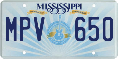 MS license plate MPV650