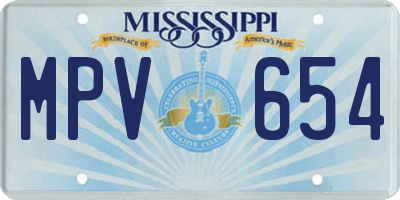 MS license plate MPV654