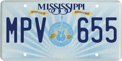 MS license plate MPV655