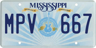 MS license plate MPV667