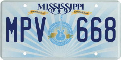 MS license plate MPV668