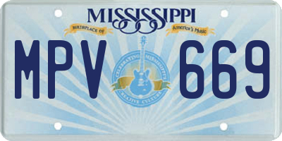 MS license plate MPV669