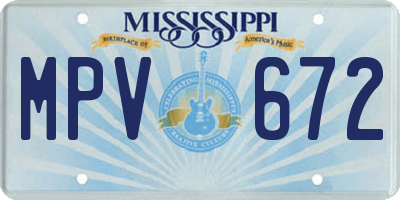 MS license plate MPV672