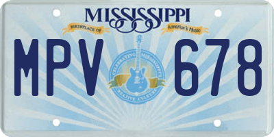 MS license plate MPV678