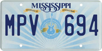 MS license plate MPV694