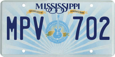 MS license plate MPV702