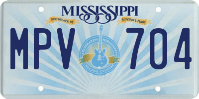 MS license plate MPV704