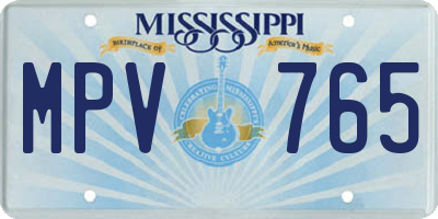 MS license plate MPV765
