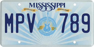 MS license plate MPV789