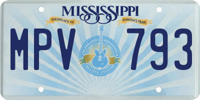 MS license plate MPV793